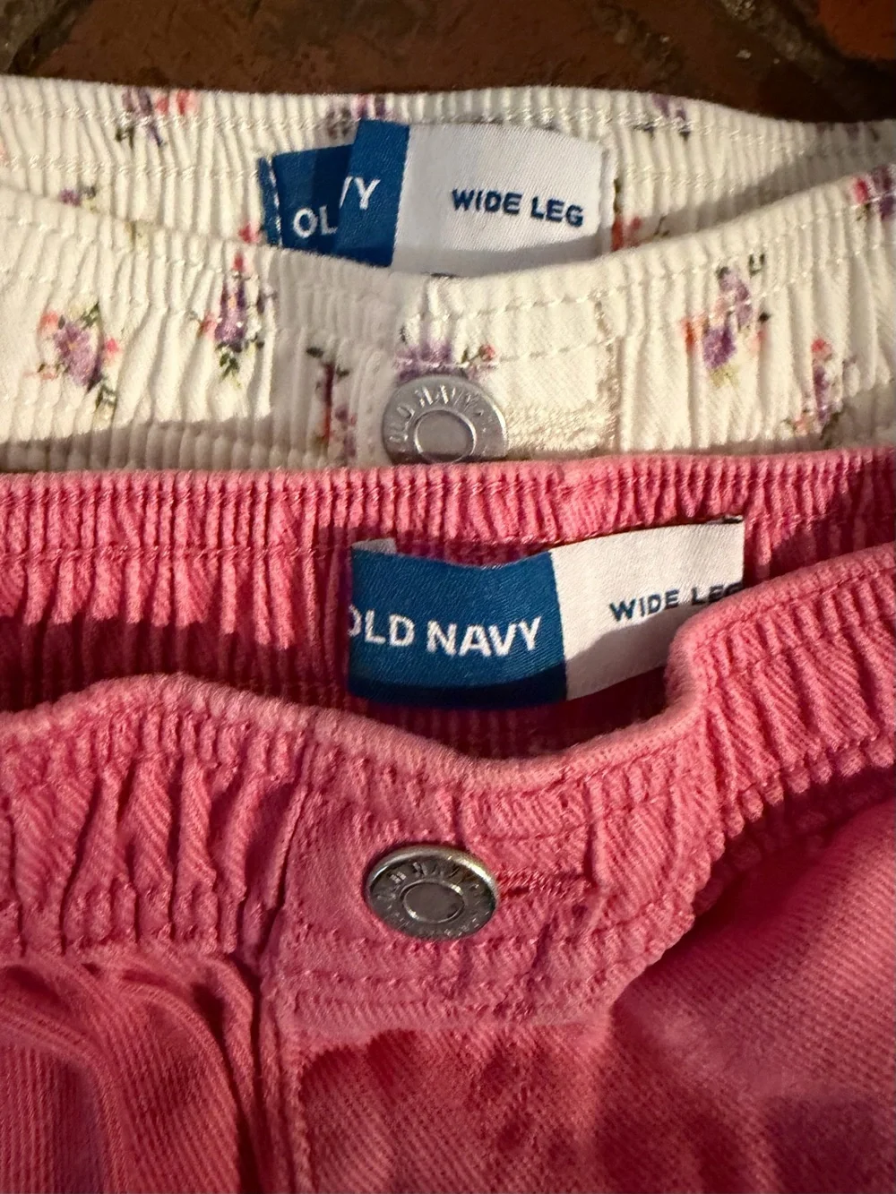 Old Navy Toddler Girls Wide Leg Pants Lot of 2 Floral Pink, Size 2T